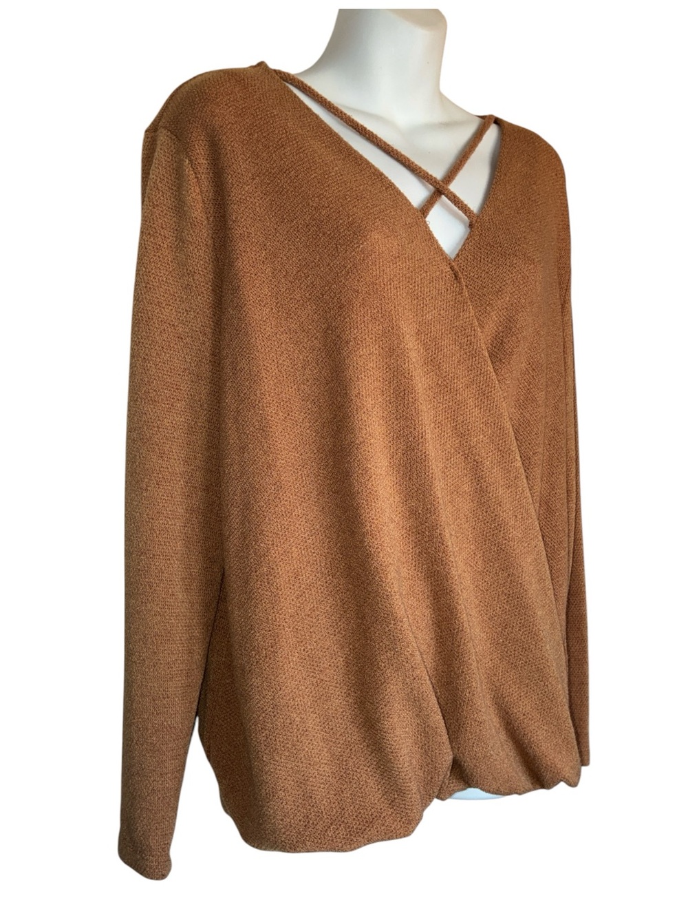 Pleione Sweater Women's XL, rust V-neck Sweater, long sleeve, relaxed fit. EUC